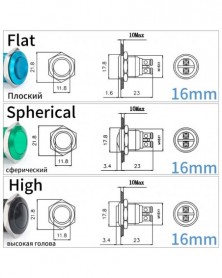 Gömbölyű(Tűs)-Kék(1NO)-16mm...