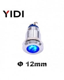 12-24V-Kék-12mm Fém LED...