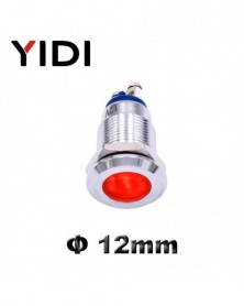 12-24V-Piros-12mm Fém LED...