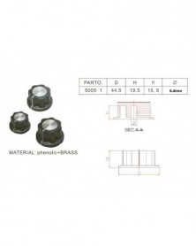 5005-1 6,4mm-Fekete Bakelit...