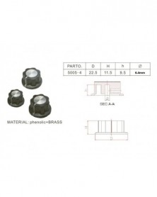 5005-4 6,4mm-Fekete Bakelit...